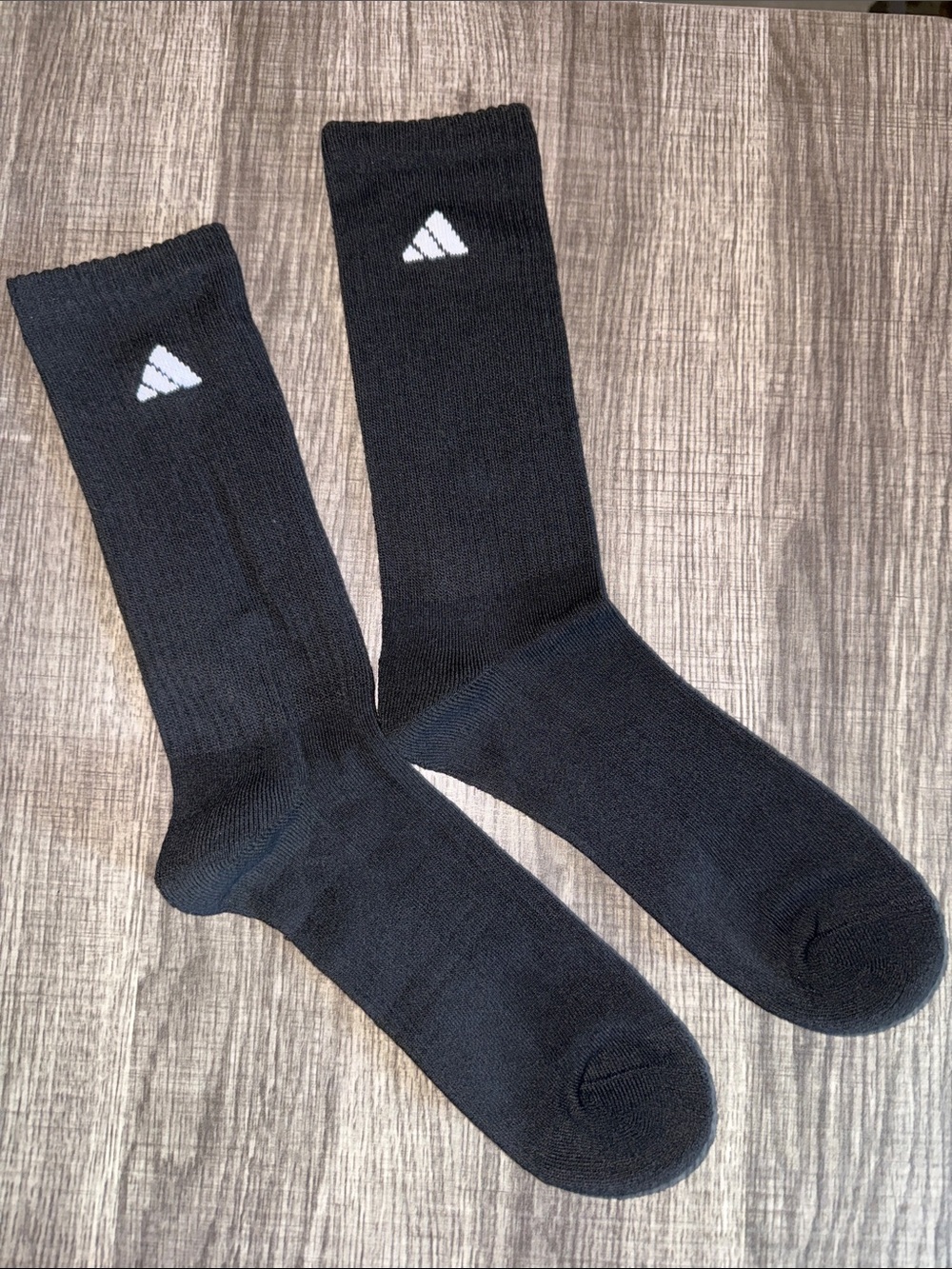 adidas Black Crew Athletic Socks with White Logo - Cushioned